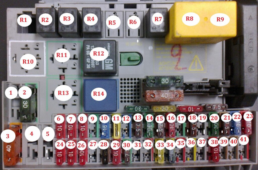 Fuse and relay box diagram Opel/Vauxhall Astra G vauxhall astra fuse box layout 2001 